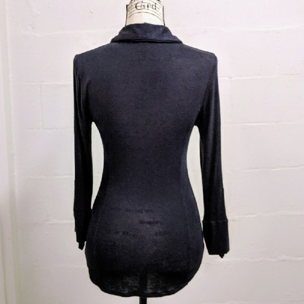 Forever 21 Paneled Knit Shirt 3/4 Roll Tab Sleeves - Picture 3 of 5